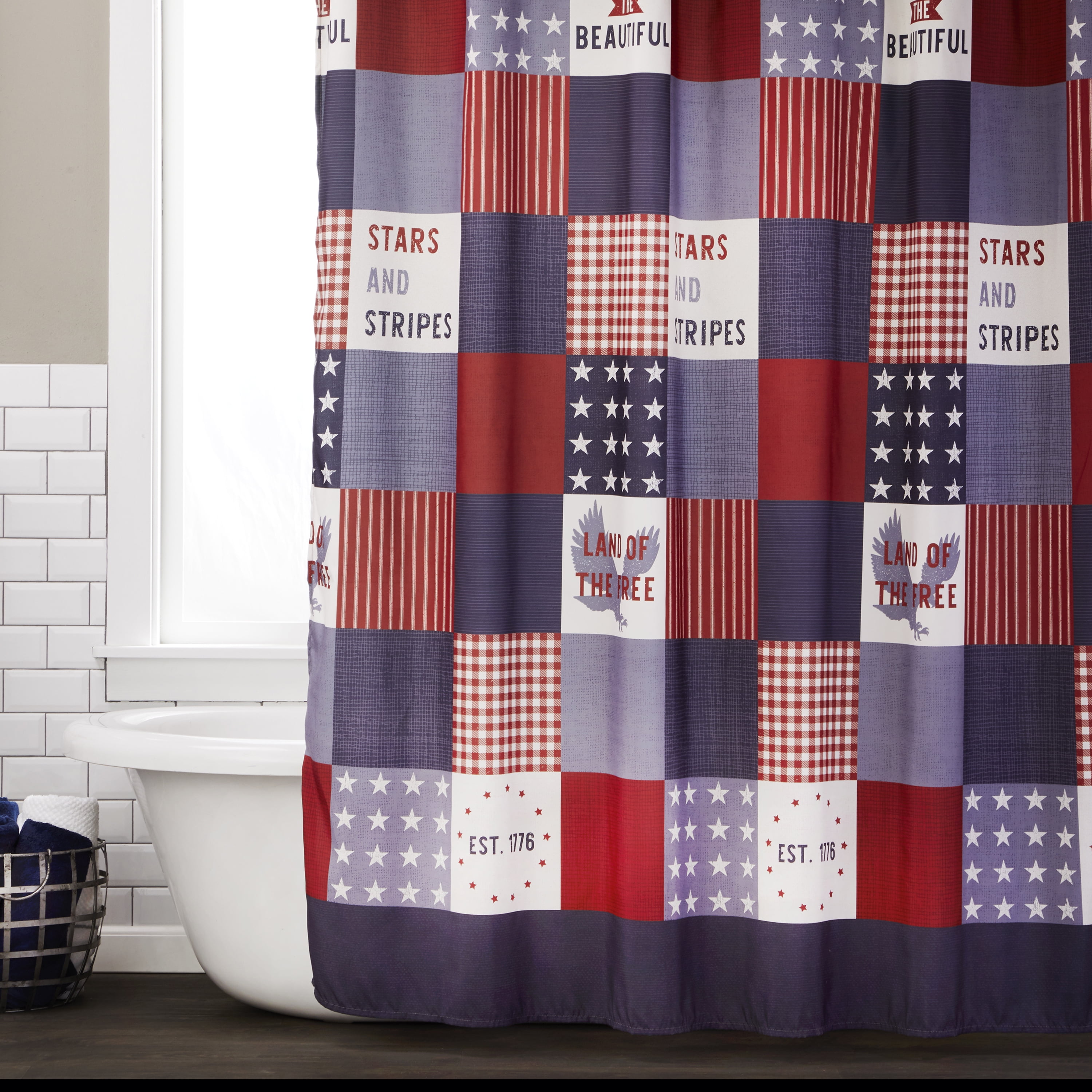 SKL Home Americana Patchwork Shower Curtain in Multi