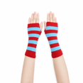 thumbnail image 2 of Unique Bargains 1 Pair Fingerless Gloves Stripes Style Knit Gloves Red, Blue, 2 of 5