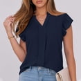 thumbnail image 4 of Womens Dressy Casual Tops Ruffle Petal Short Sleeve V Neck Shirts Elegant Summer Business Work Tunic Blouses, 4 of 7