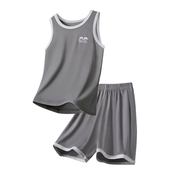 NAISIBABY Boys Girls Outfit Sets, Cotton Soft Tank Tops and Shorts 2-Piece Kids Casual Homewear Clothes Gray Size 8