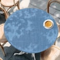 thumbnail image 2 of Blue Burlap Texture Round Tablecloth, Fitted Table Cover with Elastic for 45"-54" Round Tables, Farmhouse Vintage Blue Table Cloth Outdoor Indoor Dinning Party Waterproof Tablecloths, 2 of 7