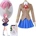 thumbnail image 2 of Disfraz de Natsuki para cosplay de Doki Doki Literature Club Peluca y uniformes escolares de Natsuki Disfraz de DDLC Trajes de colegiala para mujer, 2 of 5