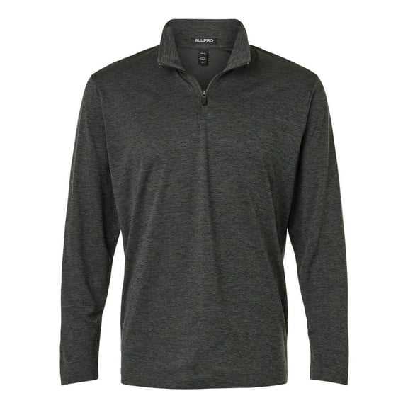 AllPro 4HM700 Performance Mélange Quarter-Zip Pullover-Black Melange-XS