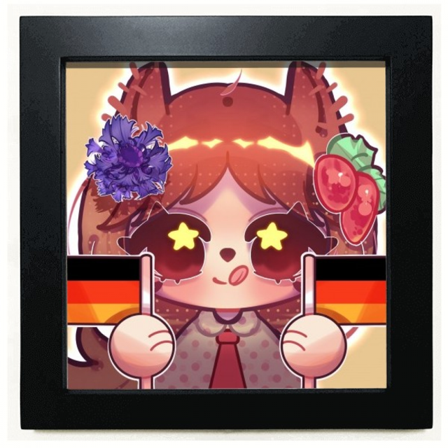 Squirrel Germany Flag Cornflower Black Square Frame Picture Wall Tabletop