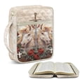 thumbnail image 2 of Xixirimido Bible Cover Case for Women, Quilted Bible Cover Bag with Handle, Bible Carrying Case Study Supplies Accessories for Men, Horses Sword Cross Roses Pattern, 2 of 7