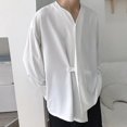 thumbnail image 5 of 2XL Camisa de hombre de moda Color sólido suelto irregular Casual largo Sl, 5 of 5