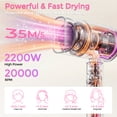 thumbnail image 2 of Professional Ionic Hair Dryer, 2200W Power Blow Dryer with Concentrator and Nozzle Diffuser Attachments, Foldable & Protable Design for Home and Travel, 2 of 10