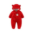 thumbnail image 3 of Fleece Jumpsuit Baby Girls Winter Clothes Infant Thick Plush Cute Footed Rompers Hoodies Newborn Long Sleeve Snowsuit, Red, 3 Months, 3 of 3