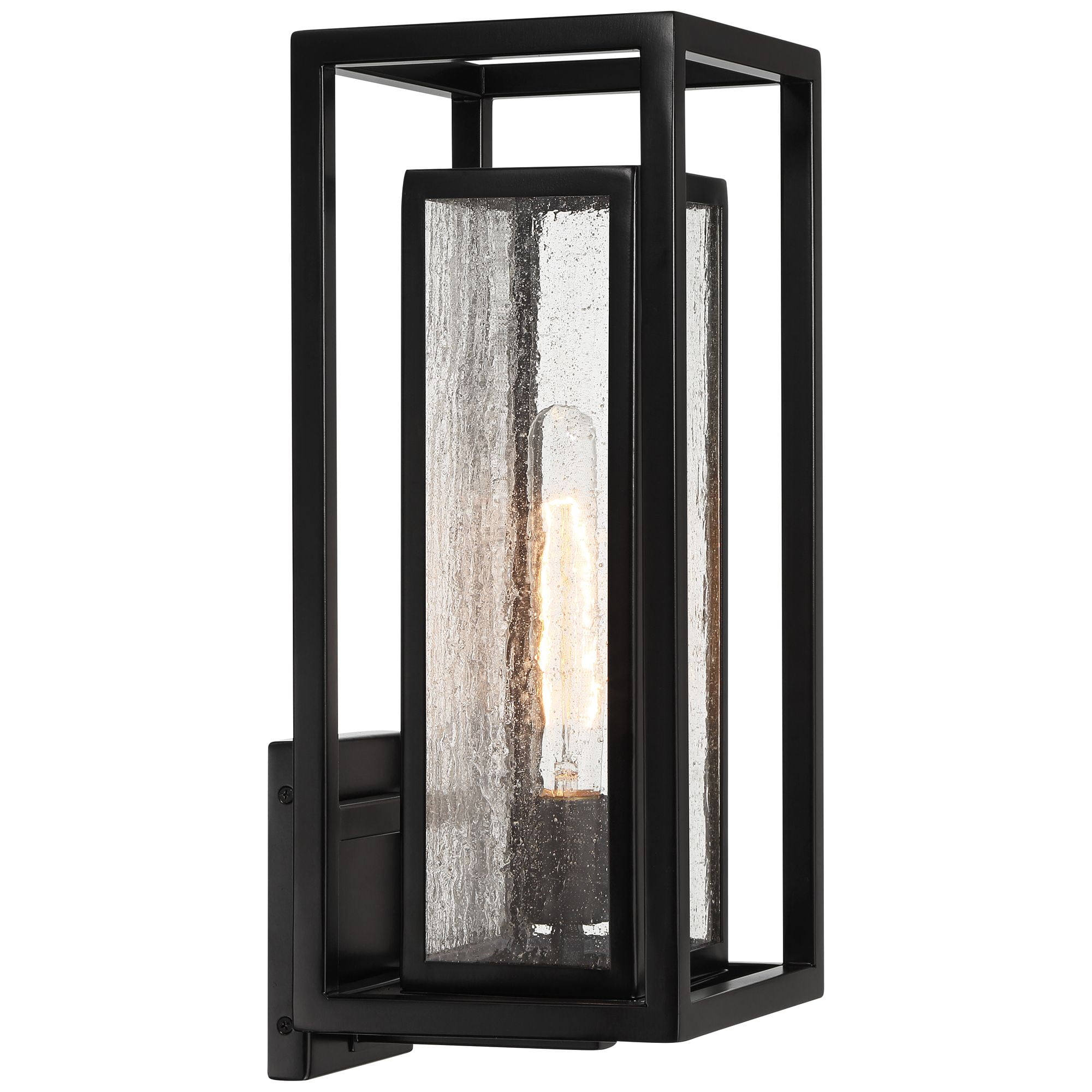 Possini Euro Design Amir 18" High Modern Outdoor Wall Light Fixture Mount Porch House Weatherproof Black Clear Glass Shade