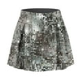 thumbnail image 6 of Womens Pleated Tennis Skirt with Shorts High Waisted Sequin Printed Workout Skirts Comfort Trendy Shorts Dressy Casual Summer,Silver,2XL, 6 of 6