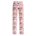 thumbnail image 6 of Lumtrix Christmas Pajamas Pants Women Trendy Festive Print Pjs Pant Cute Drawstring Lounge Pants Wide Leg Trouser with Pocket Pink S, 6 of 6