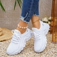 thumbnail image 2 of Women's Platform Running Shoes Breathable Lace Up Tennis Shoes Lightweight Non Slip Mesh Slip on Sneakers White Size 6.5, 2 of 5