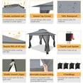 thumbnail image 5 of HOTEEL 12' x 12' Outdoor Pop-Up Gazebo Canopy with Mosquito Netting, 2-Tiered Vented Top, 3 Adjustable Heights for Backyard, Garden, Lawn, Gray, 5 of 13