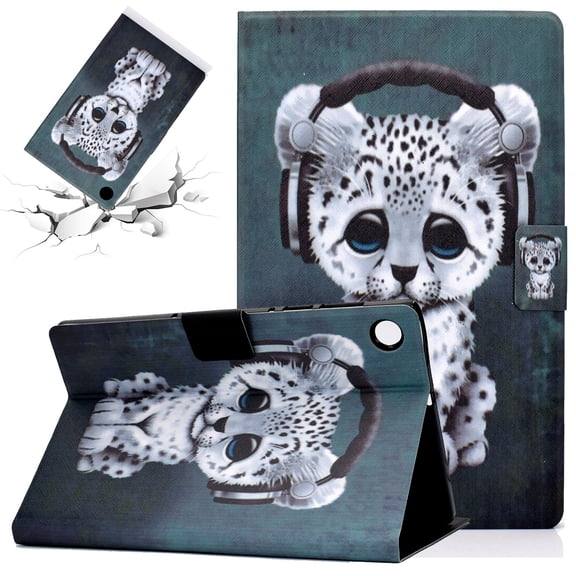 SaniMore for Samsung Galaxy Tab A8 Case 10.5" 2022 SM-X200/X205 Wallet Case, Auto Wake/Sleep Flip Folio Case Card Holder Kickatnd PU Leather Cover Shockproof TPU Backplane Fashion Case, Music Panther