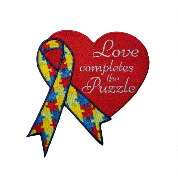 Awareness Ribbon Autism Awareness Embroidered Sew/Iron On Patch