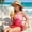 Hot Pink, variant on Girls' 2-Piece Swimsuit Set - Criss Cross Ruched One Piece Bathing Suit with Mesh Cover Up Skirt, Adjustable Straps Swimwear for Beach Pool (Ages 7-16 Years)