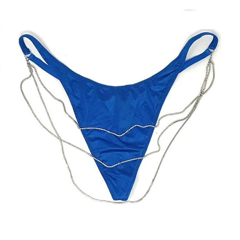 Victoria's Secret Very Sexy Shine V-String Blue Chains Panty Size