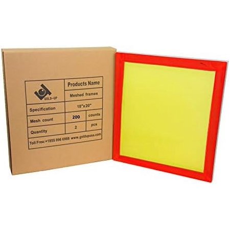 18 x 20 Inch Pre-Stretched Aluminum Silk Screen Printing Frames with 200 Yellow Mesh (2 Pack Screens)