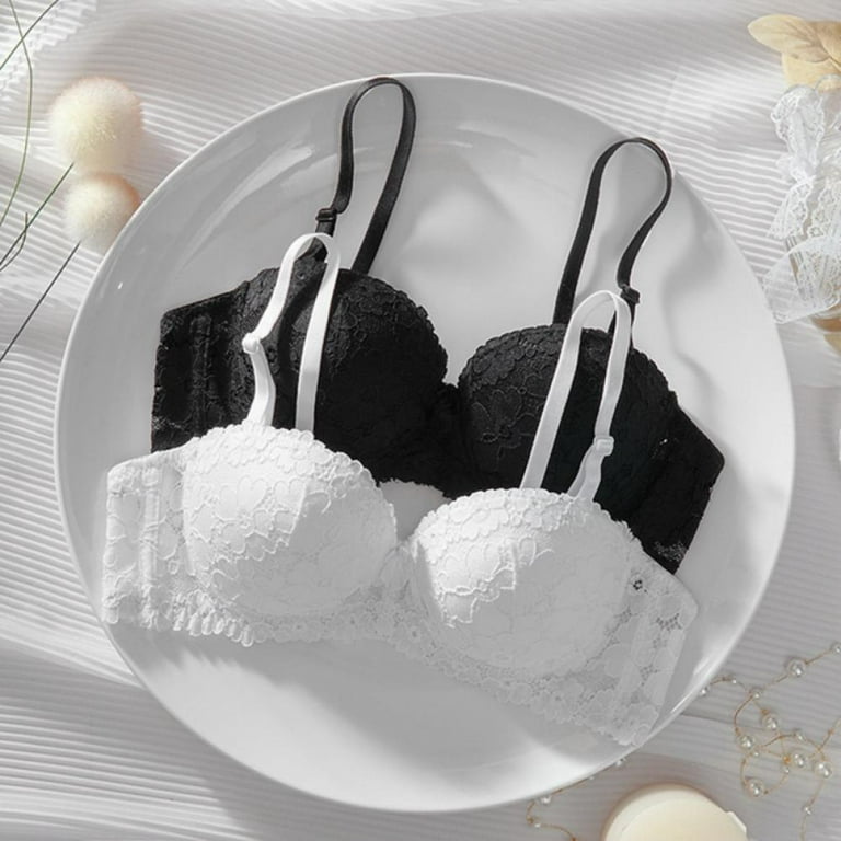 Women's Deep V Push Up Bra Thick Cotton Underwear Lace Flower Embroidery  Bras For Women 1/2 Cup Push Up Lingerie