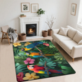 thumbnail image 2 of CURLYOOT Parrot Area Rugs 5'x7' Washable Rug Large Living Room Rug Non Slip Tropical Palm Leaf Indoor Floor Carpet for Dining Room Bedroom Home, 2 of 7
