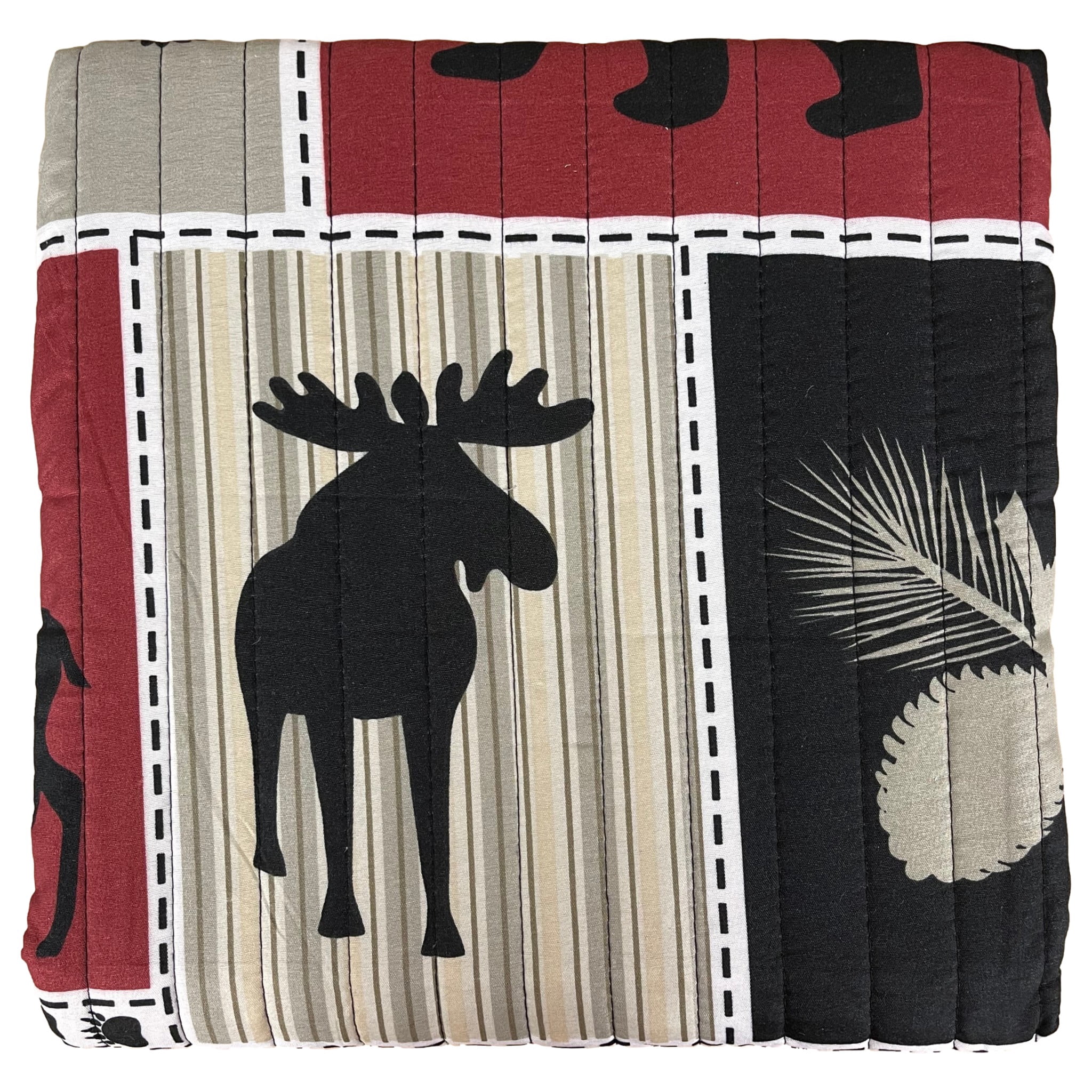 Virah Bella Lodge Life Moose Patchwork Rustic Quilt & Sham Set, Twin Bed 2 Piece