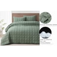 thumbnail image 5 of Chezmoi Collection Branson 3-Piece Sage Queen Size Quilt Set - Stone-Washed Detailed Square Stitch Soft Microfiber Lightweight Quilted Bedspread Coverlet Set for All Seasons, 5 of 9