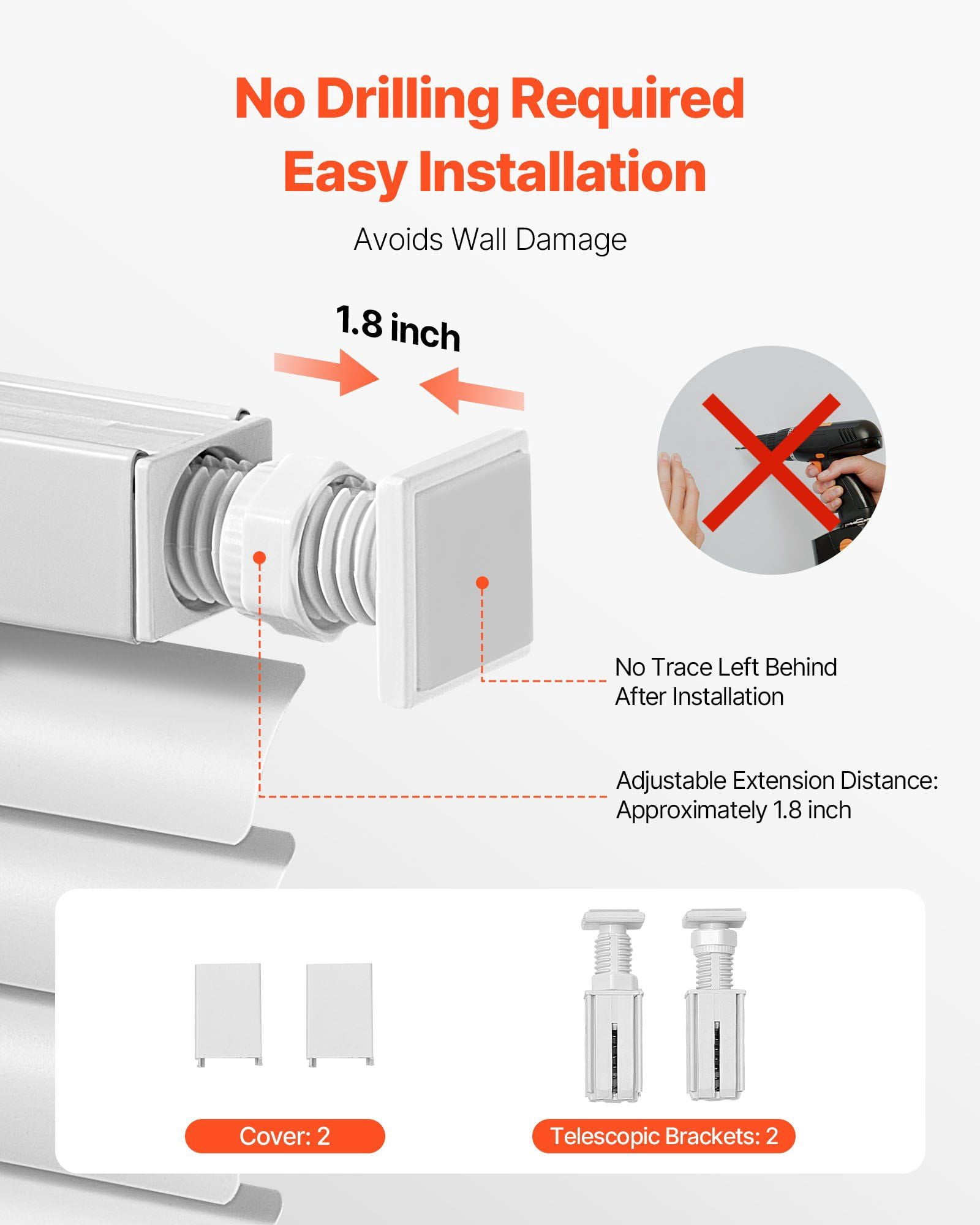 Window Blinds Cordless 43.3 x 48 Inches, No Drill Installation, 1" Slat, Light Filtering
