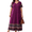 Purple, variant on Women's Dresses Summer Short Sleeve V-Neck Loose Fit Ethnic Colorful Striped Hem Bohemian Skirt 1X-4X