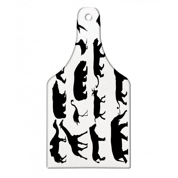 Animal Cutting Board, Wildlife Creatures Aligned on a Plain Background