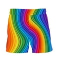 thumbnail image 5 of Penkiiy Men Casual Beach Shorts Rainbow Print Drawstring Shorts with Pockets Elastic Waist Lightweight Breathable Cozy Shorts S Multicolor, 5 of 9