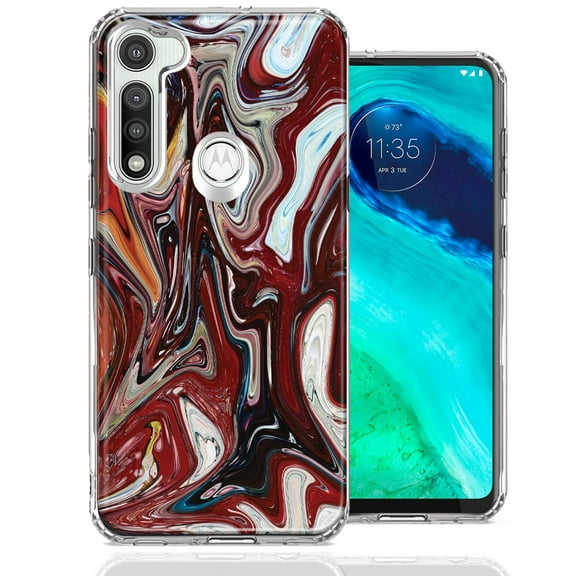 MUNDAZE For Motorola Moto G Fast Red White Abstract Design Double Layer Phone Case Cover