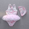 thumbnail image 6 of Huowey Baby Girl 2 Piece Swimwear Tankini Set Gradient Sleeveless Round Neck Ruffled Tiered Mesh Tutu Skirts Swimsuit With Swim Cap Beachwear Fashionable Beach Pool Bathing Suit,Red,5-6 Years, 6 of 9