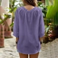 thumbnail image 4 of HaCpiu Women's V-Neck Lace Blouse, Casual Loose Long Sleeve Ruffle Tunic Shirt, Lightweight Flowy Tie-Front Top with Bell Cuffs, Purple XXXL, 4 of 6