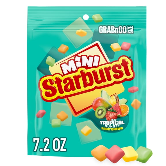Starburst Minis Tropical Sunset Unwrapped Fruit Chews, Grab'N'Go - 7.2 oz Bag
