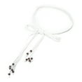 thumbnail image 2 of Yesbay Women's Bohemia Braided Beads Thin Skinny Waist Rope Belt Self-Tie Waistband White, 2 of 5