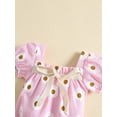 thumbnail image 4 of Bagilaanoe Newborn Baby Girl Summer Clothes 3M 6M 12M 18M Cotton Linen Vintage Floral Romper Square Neck Short Sleeve Bodysuit Jumpsuit, 4 of 9