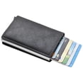 thumbnail image 4 of Notus Men’s Minimalist Aluminium Credit Debit Card Money Holder Ultra Metal RFID Blocking Real Carbon Fiber Pop up Card Wallet Minimalist Aluminium Credit Debit Card Money Holder Gray, 4 of 6