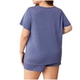 thumbnail image 5 of Tdoqot Womens Plus Size Pajamas Sets 2 Piece- Summer Casual Short Sleeve Soft Shirts and Shorts Blue Size 5XL, 5 of 5