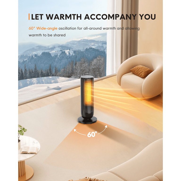Lairy Space Heater 17.5” 1500W Oscillating Electric Ceramic Tower