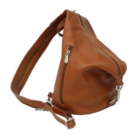Piel Leather - 3-Zip Leather Hobo Sling Bag w Split Zippered Strap in Saddle - comicsahoy.com