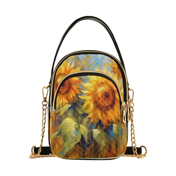 ALAZA Chain Crossbody Bags for Women Abstract Sunflowers Shoulder Handbag Phone Purse