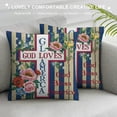 thumbnail image 3 of Chilfamy Patriotic Pillow Cover God Bless America 4th of July Decor Independence Day Decorations Memorial Day Striped Cushion Case for Sofa Couch White, 3 of 5