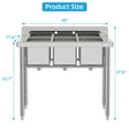 Simzone Stainless Steel Utility Sink with 3 Compartments,[Wide
