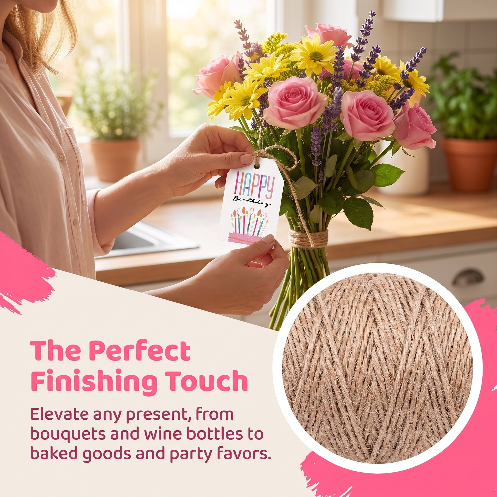 Unique Bargains 100Pcs Elegant Birthday Gift Tags with Twine Tall Font Cake 2" x 3.1"