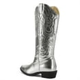 thumbnail image 4 of Pennysue Cowboy Boots For Women Silvery Knee High Western Cowgirl Boots Snip Toe Side Zipper Chunky Heel Size 10, 4 of 6