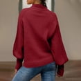 thumbnail image 5 of Stichou Sweaters for Women Long Sleeve Fall Winter Trendy Cable Knit Casual Turtleneck Crew Neck Pullover Sweater Tops Wine M, 5 of 5