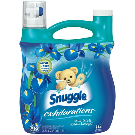 Snuggle Exhilarations Liquid Fabric Softener, Blue Iris & Ocean Breeze, 96 Ounce, 112 (Best Fabric Softener For Towels)