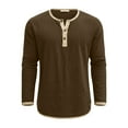 thumbnail image 6 of purcolt Men's Cotton Linen T Shirts Color Block Crew Neck Button Long Sleeve Shirts Athletic Tops for Workout Running Gym, 6 of 6