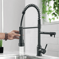 Senlesen Matte Black Kitchen Faucet Sink Single Handle Pull Down Sprayer Swivel Tap