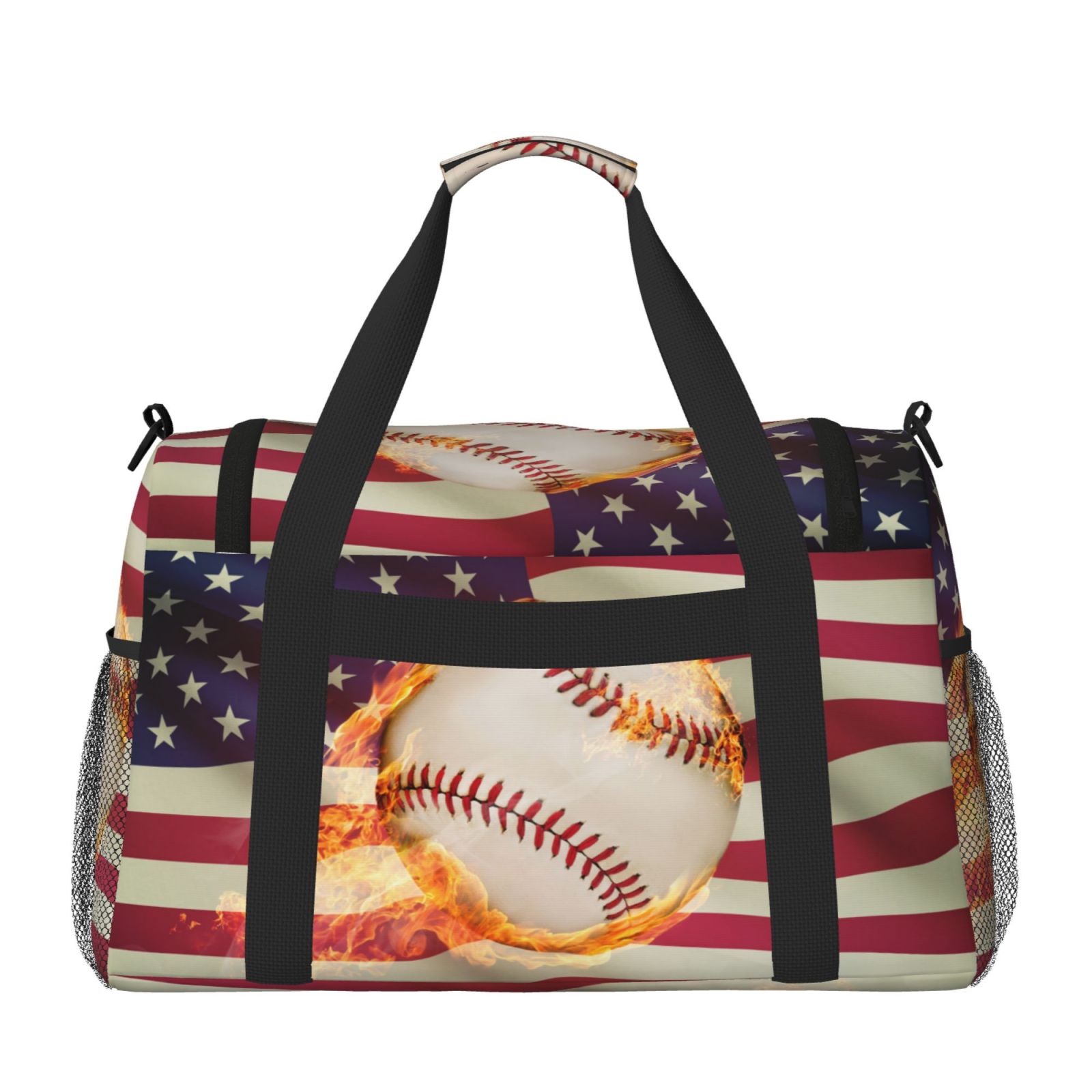 Horeoi Baseball Ball With Flag for Travel Duffle Bag with Adjustable Strap - Large Capacity Hand Carry for Gym Sports Outdoor